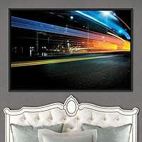 Framed Canvas Wall Art Light Exposure Colorful Industrial Lights Multicolor Neon Photography Places Portrait Realism - 16x24 inches
