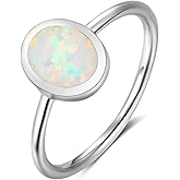 Fire Opal Sterling Silver Plain Wedding Engagement Ring