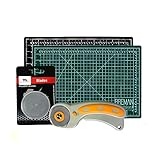 WA Portman Rotary Cutter Set I 45mm Rotary Fabric Cutter with 5 Extra Cutter Blades and 12x18 inch Self Healing Cutting Mat Set I Great for Crafting Sewing Quilting Scrapbooking Enthusiasts