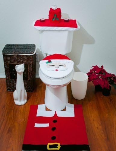 Toilet Seat Cover and Rug Set Christmas Decoration Christmas Gift Toilet Mat