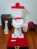 CELLTEK® Santa Toilet Seat Cover, Rug and Tissue box Cover Set (Red)