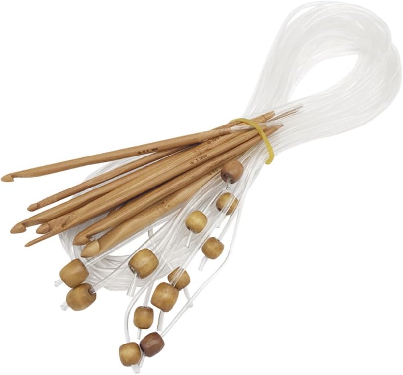 Trkee 1 Set 12 Sizes Bamboo Crochet Hooks Knitting Needle Kit 3-10mm Weaving Tools Set