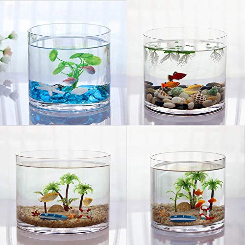 Saim Round Betta Fish Tank, Aquarium 2.5 Gallon Desktop Breeding Tank