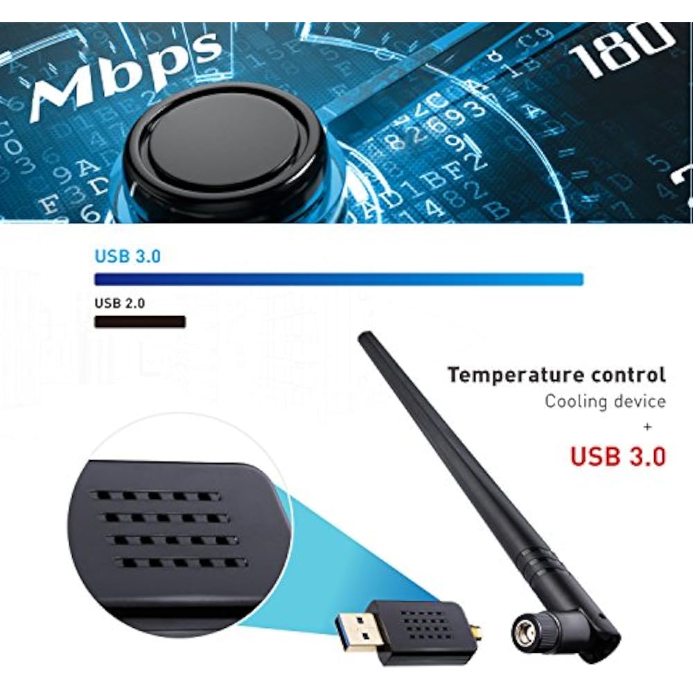 AC1200Mbps USB Network Adapters Wifi PC, 3.0 Wireless Lan Card, Dongle