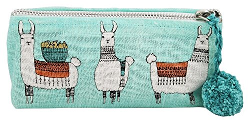 Danica Studio - 100% Linen Small Pencil Cosmetic Bag Llamarama