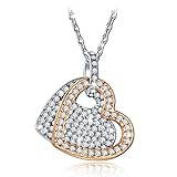 QIANSE Rose Gold Plated Heart Pendant Necklace Swarovski Crystals Jewelry for Women Christmas Gifts Birthday Gifts for Girlfriend Wife Daughter Mom Anniversary Gifts for Her