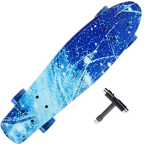 ABHQP Plastic Retro Complete Skateboard Deck Mini Skate Board 22” Cruiser