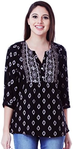 Black Slit-Neck Top