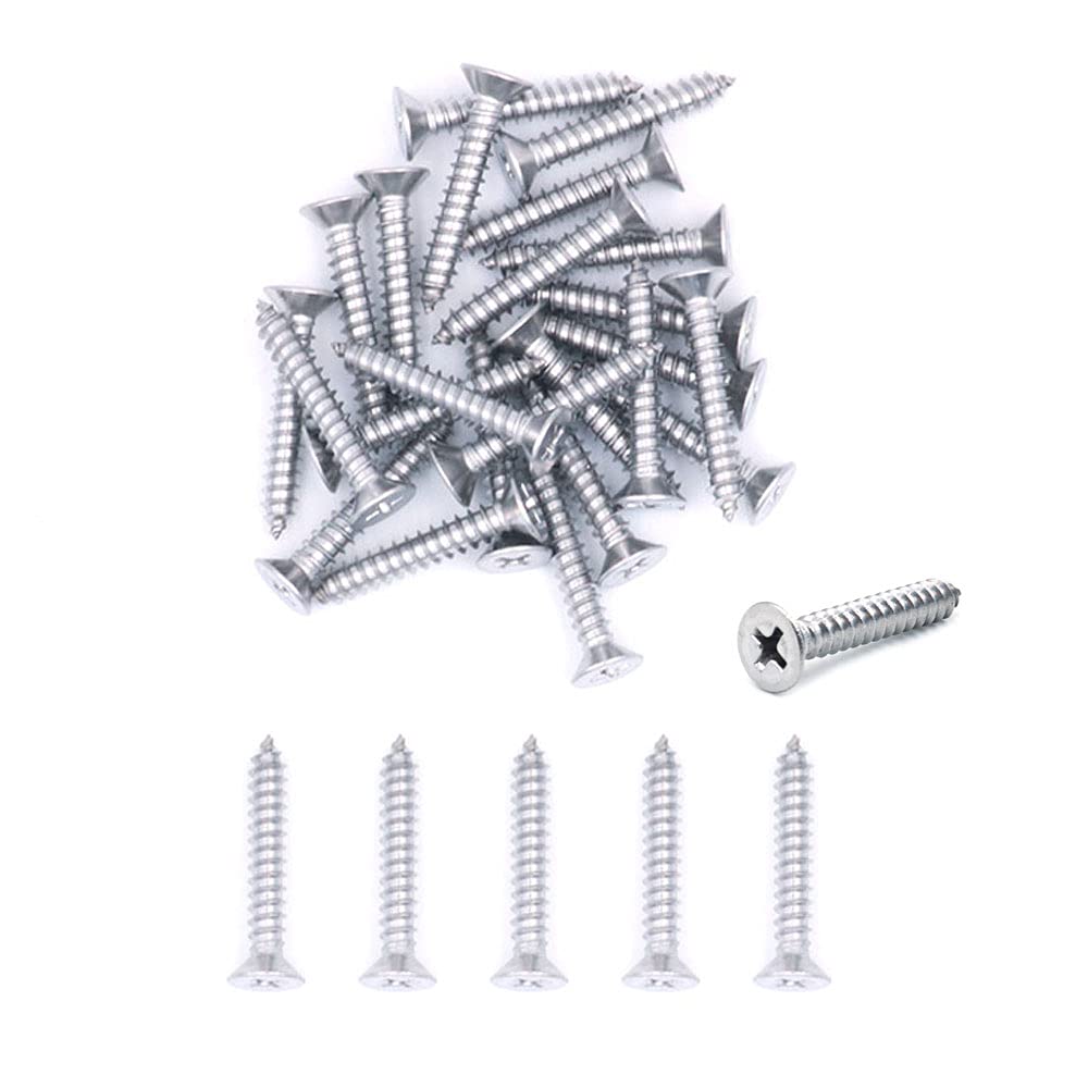 300X NUZAMAS 6G*50 304 Stainless Steel Self-Tapping Screws Cross Flat Countersunk Head Screw Miniature Screw Wood Screw Self-Tapping Screws and Wood Screw(ST3.5 * 50)
