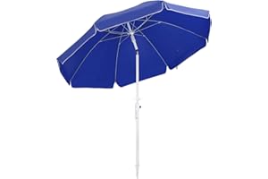 MEWAY 8.5ft Beach Umbrella with Detachable Sand Anchor & Tilt Mechanism, Portable UV 50+ Protection, Outdoor Sunshade Umbrella with Carry Bag, for Garden Beach Outdoor