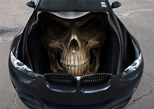 Full Color Skull Sticker Car Hood, Vinyl Sticker, Car Vinyl Graphics Decal, Wrap, Car Hood Graphics, fit Any Vehicles MH202
