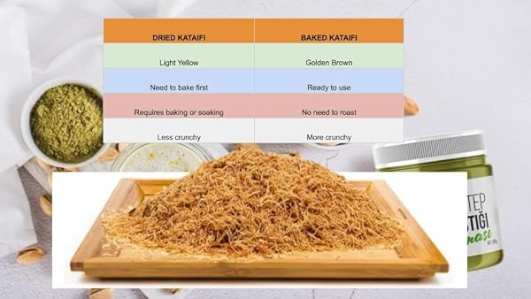 KATAIFI SHREDDED FILLO PHYLLO DOUGH, BAKED KATAIFI PASTRY, INGREDIENT OF DUBAI CHOCOLATE PISTACHIO BARS, KNAFEH, KADAYIF FOR PASTRIES, MILKY DESSERTS (3.5 OZ)