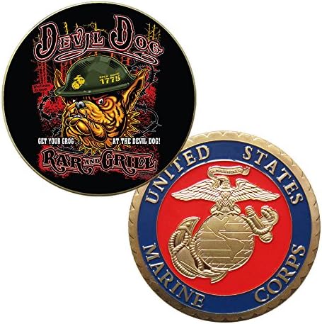 U.S Marine Corps Devil Dog Colorized Printed Challenge Coin