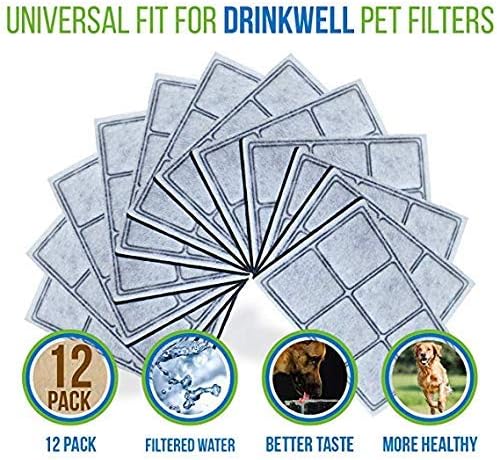 Premium Platium Charcoal Water Filter Replacement for Drinkwell Pet Fountain - 12 Filters