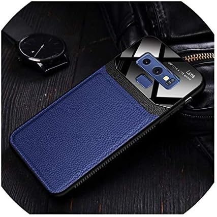 Phone Case Coque,Cover,Case for Samsung Galaxy Note 9 8 Note9 Note8 On Leather Mirror Glass Silicone Shockproof Phone Luxury Cute Case for Samsung Note 9,Blue