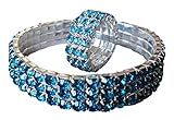 Pashal Three Row Multi Stone Adjustable Stretch Scallop Setting Stretch Elastic Cocktail Ring by