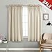 jinchan Casual Weave Semi Sheer Curtains 63 Inch Length Rod Pocket Linen Textured Privacy Voile Panel Window and Door Draperies 2 Panels Beige