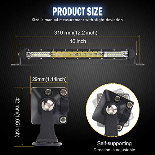 BraveWAY Led Light Bar 10 Inch Single Row Led Light Bar Spot Flood Combo Driving Off Road Light Bar LED Work Light 10 inch for Truck ATV, UTV, SUV, Cars