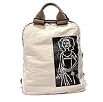 MiCoolker Canvas Printed Satchel Convertible Tote Crossbodybag Women Vintage Shoulder Handbag Unisex Laptop Travel Backpack Beige