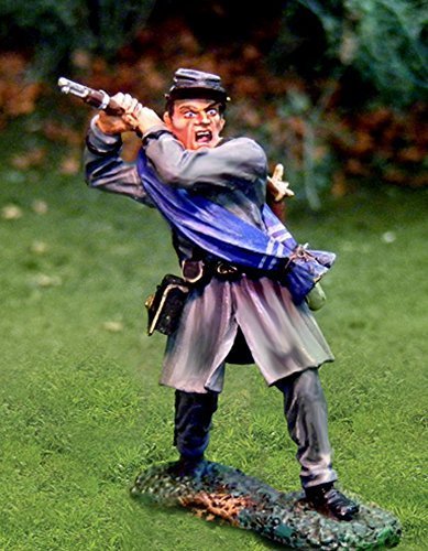 The Collectors Showcase confederate soldier. Metal collectable soldier. 1/30th scale Butternut Rebel fighting under Robert E. Lees command on Little Round Top. Broken rifle Pose