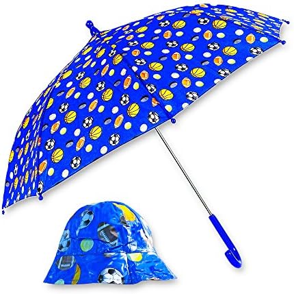 Umbrella for Kids Toddlers with Matching Rain Hat -- 24" Manual Open (Rain Gear for Boys and Girls)