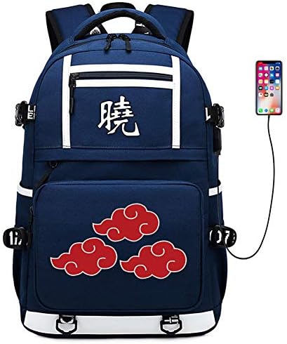Japanese Anime Naruto Cosplay Bookbag Backpack Shoulder Bag School Bag with USB Charging Port (Color 3B)