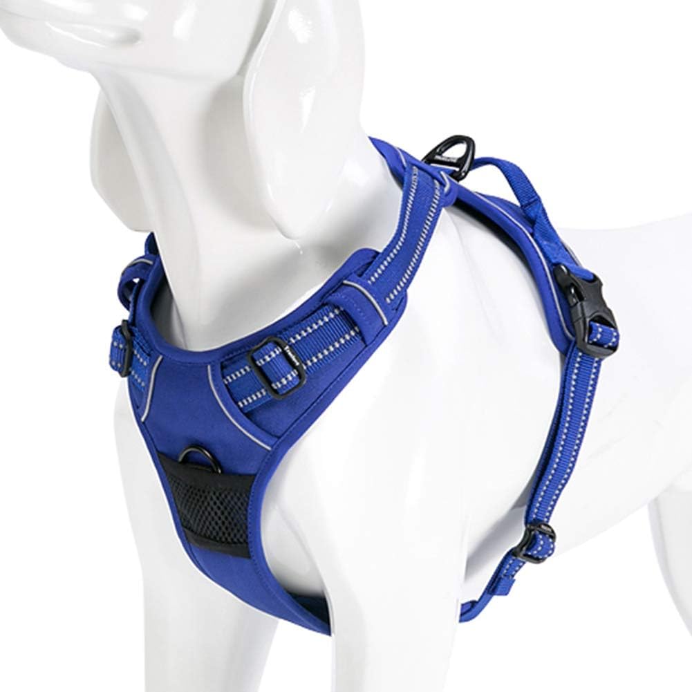 Kismaple Dog Harness No Pull Small Medium Large Dog Vest Harness with Handle Adjustable Reflective Pet Dogs No Choking Breathable Mesh Harness Training Walking Outdoor (S, Blue)