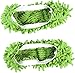 GPCT Unisex Multifunctional [Microfiber] Chenille [Washable] Mop Shoe Cover/Slippers. Perfect for Cleaning Dust, Dirt, & Pet Hair! [2 Pieces]- Green