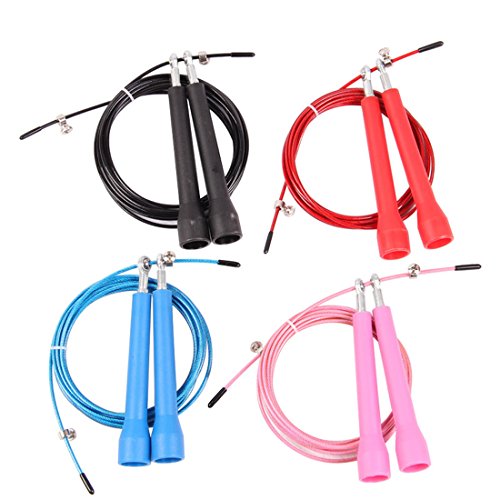 LYUS Speed Jump Rope Blazing Fast Jumping Ropes - Endurance Workout for Boxing, MMA, Martial Arts or Just Staying Fit Adjustable for Men, Women and Children Kids (Black)