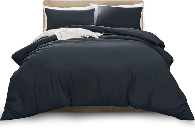 MOONLIGHT20015 Double Duvet Cover Set Charcoal Soft Microfiber 200x200