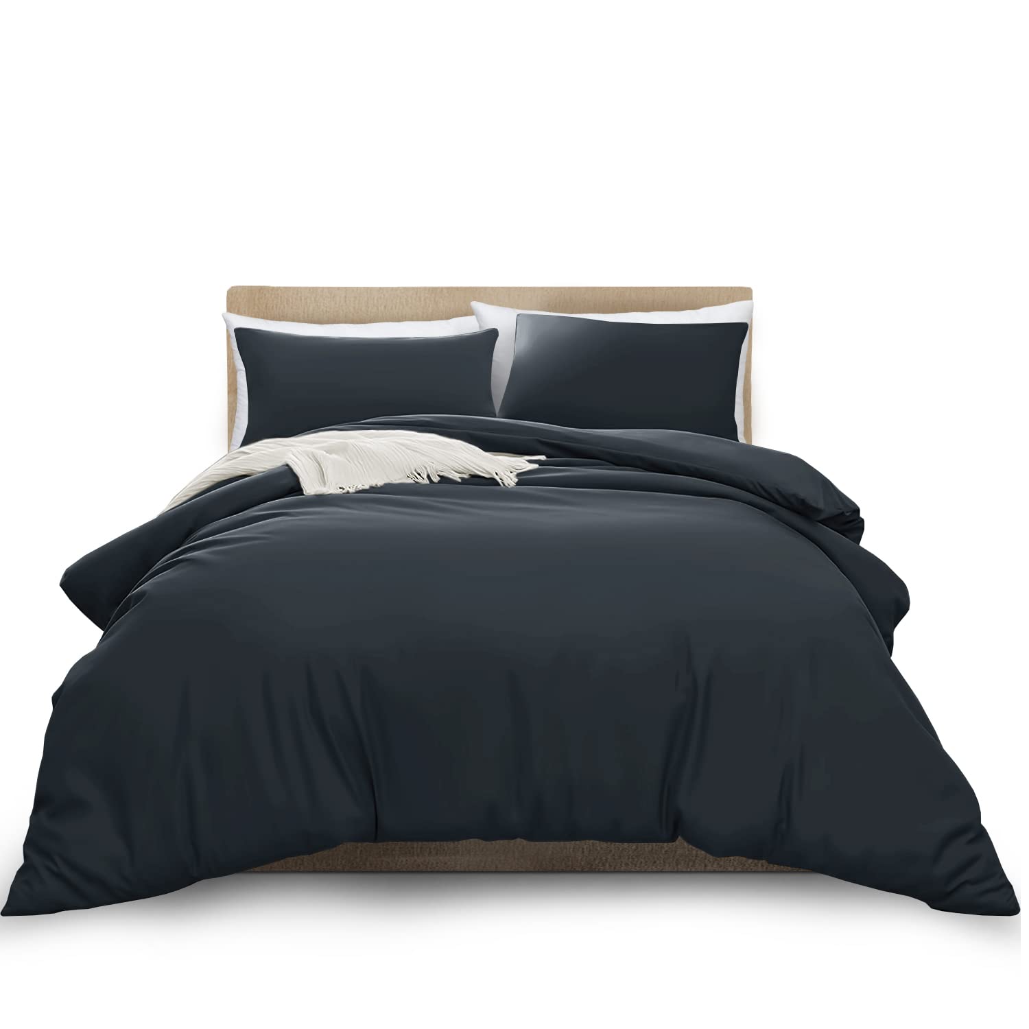 MOONLIGHT20015 King Duvet Cover Set Charcoal Solid Soft King Bedding Duvet Cover with 2 Matching Pillowcases