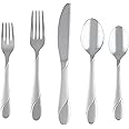 Cambridge Silversmiths Swirl Sand 20-Piece Flatware Silverware Set, Stainless Steel, Service for 4, Includes Forks/Spoons/Knives