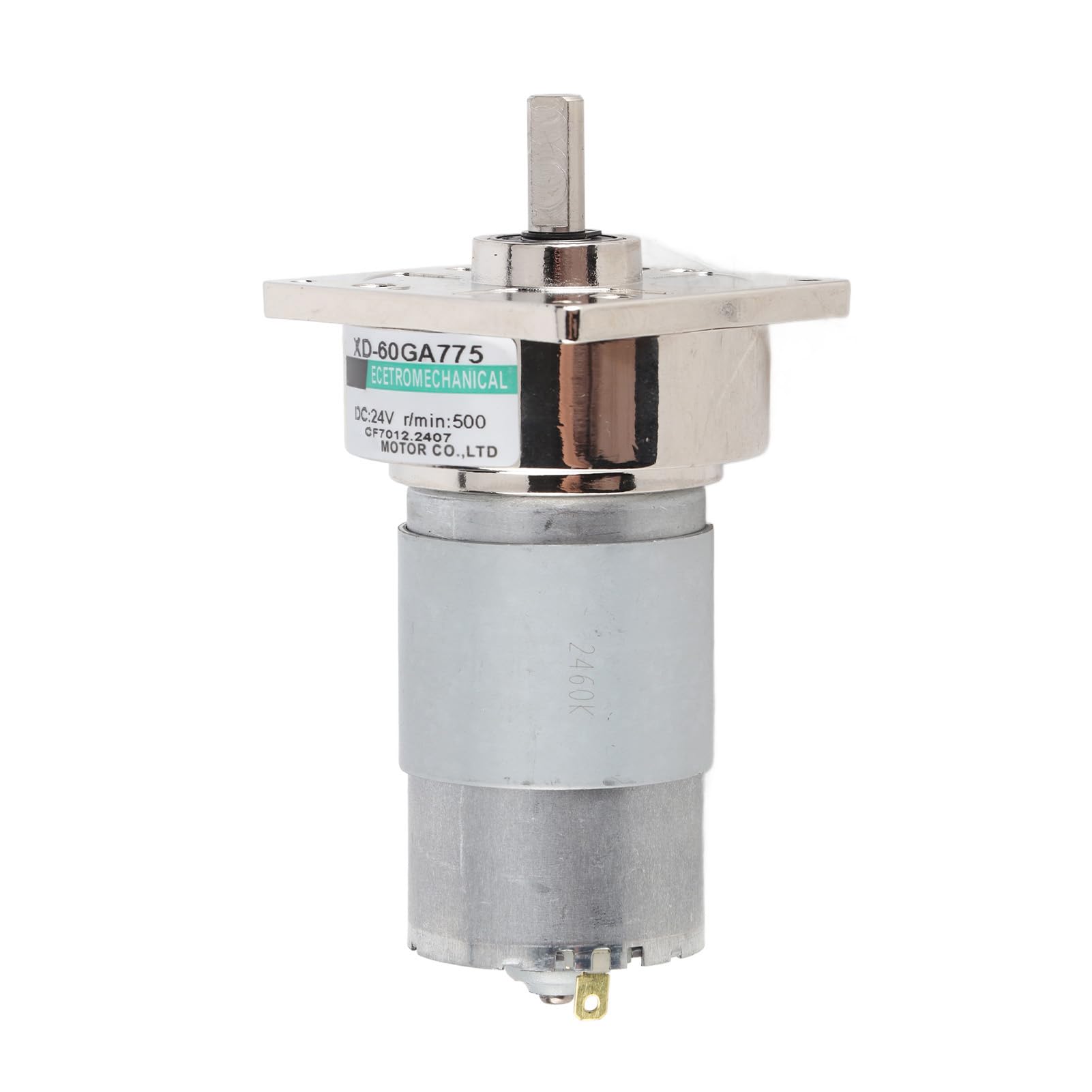 DC Motor, 12V/24V Micro Motor Metal Gear Motor Speed Adjustable 10-600rpm 35W CW/CCW Low Speed Motor (24V 500rpm)