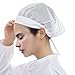 Elastic Chef Cap Cooking Hat Food Service Hair Nets Mesh Kitchen Net Reusable Restaurant Beanie (White Drawstring, one Size)