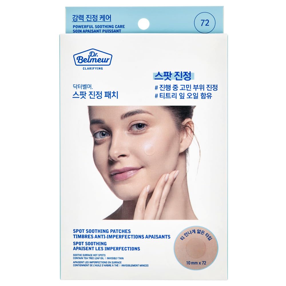 Dr. Belmeur Clarifying Spot Soothing Patches – 2 Packs (144 Patches), Tea Tree Acne Pimple Patches, Invisible Spot Treatment Stickers, Blemish Care, Korean Skincare