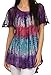 Sakkas Dina Relaxed Fit Sequin Tie Dye Embroidery Cap Sleeves Blouse/Top