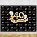 Glitter Gold and Black Photo Studio Booth Background Adult Happy 40th Birthday Party Decorations Banner Backdrops for Photography