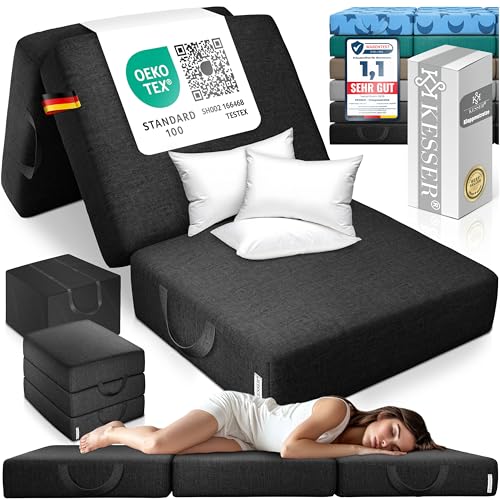 Kesser® Klappmatratze 90 X 200 X 15 Cm Gästematratze 3-Fach Faltbar Zum Sitzhocker Faltmatratze Schaumstoff 25Kg/M³ Extra Dick 15Cm Atmungsaktiv Waschbar Abnehmbarer Bezug Inkl. Camping Tragetasche