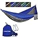 Double Parachute Hammock, Noza Tec Portable Lightweight Nylon Fabric Camping Hammock for Backpacking, Travel, Beach, Yard. Straps Included (Gray/Blue)