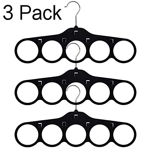 Closet Organizers Velvet Scarf Hangers of 3 pack, No Snag Closet Organization Storage Holder for Scarves, Men's Ties, Women's Shawls, Pashminas, Belts, Accessories, Clothes, Keeps Neat and Wrinkle Fre