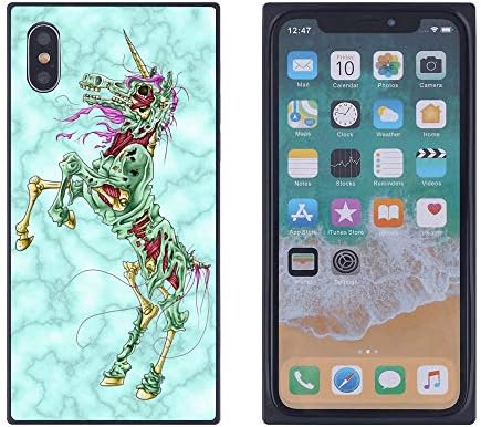 Unicorn Skull iPhone Xs iPhone X Case, Soft Flexible TPU Back Cover Rectangle Case Compatible with iPhone Xs iPhone X (Black)