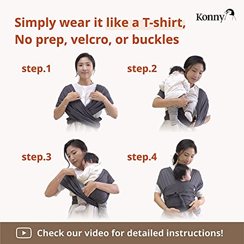 Konny Baby Wrap Carrier, HassleFree Moisture Wicking and Breathable