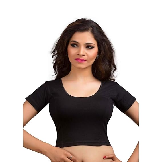 Cotton Lycra Non-Padded Round Neck Stretchable Blouse