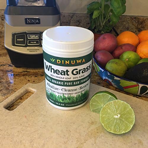 Dinuwa Wheat Grass Superfood - Amazing 80/20 Blend Of Whole Leaf - Juice Powder Has The Highest Nutrition Absorption Rate. Vegan Gluten And Dairy Free High In Protein Vitamins Enzymes And Chlorophyll