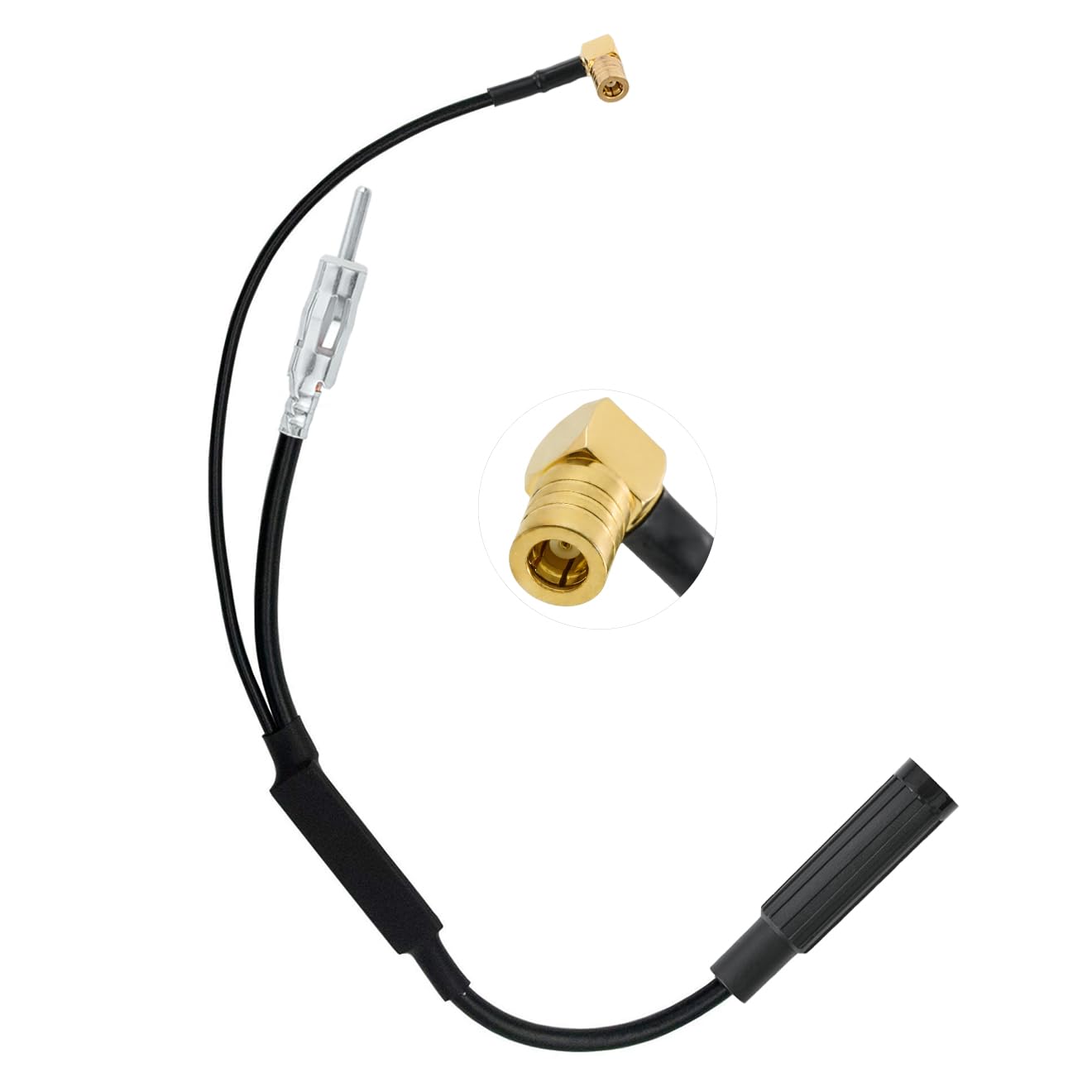 Car Splitter SMB to DIN Plug Adapter FM/AM Radio Amplifier 12V Active AM FM Antenna Splitter RG174 Cable Signal Splitter Compatible with DAB + DAB Car Antenna Pioneer JVC