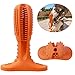 HETOO Dog Toothbrush Stick Natural Rubber Doggy Teeth Cleaning Chews Toy for All Breeds Puppies (Orange)