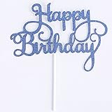 Gaosaili Happy Birthday Cake Topper Decoration Light Blue