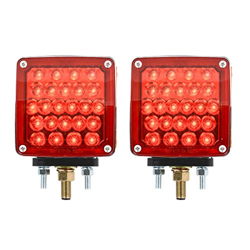Grand General 77615 LED Pedestal Light (Square Double Faced Dual Function Amber/Red Pearl in Twin Pack)