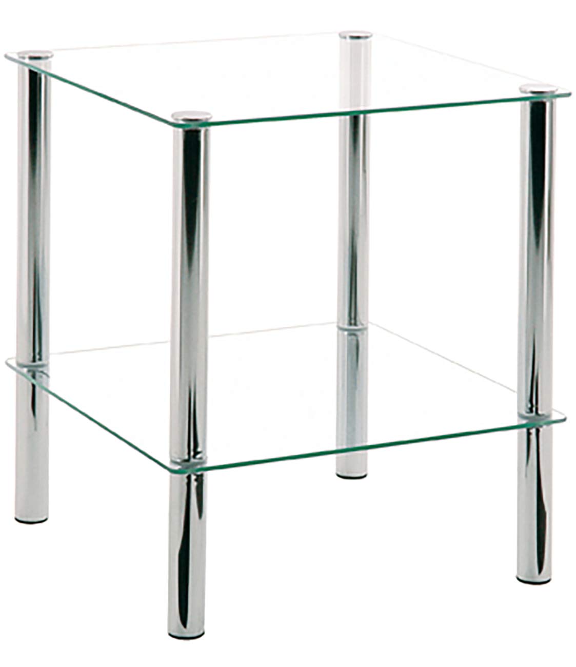HAKU End Table Chrome, Metal, Tempered Glass - Dim.: W 39 x H 47 x D 39 cm, Style: Modern