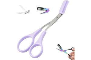 EADWE Eyebrow Trimmer Scissor, Upgrade 2 in 1 Eyebrow Scissors with Comb Stainless Steel Professional Eyebrow Trimmer, Eyebrow Cutter Hair Removal Eyebrow Scissors Makeup Tool for Men Women (Purple)